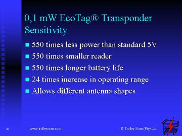 0.1mW ECOTAG TRANSPONDER SENSITIVITY